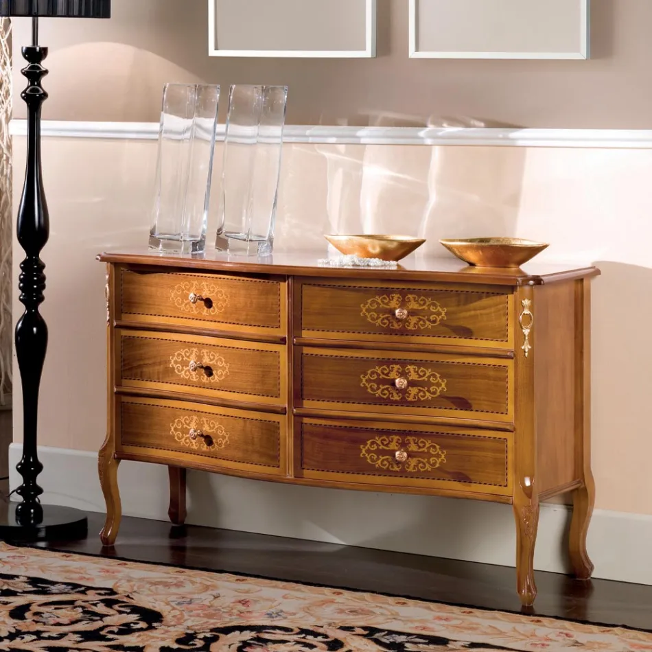 Komodë klasike në dru arre 4 ose 6 sirtarë Prodhuar në Itali - Katerine Viadurini