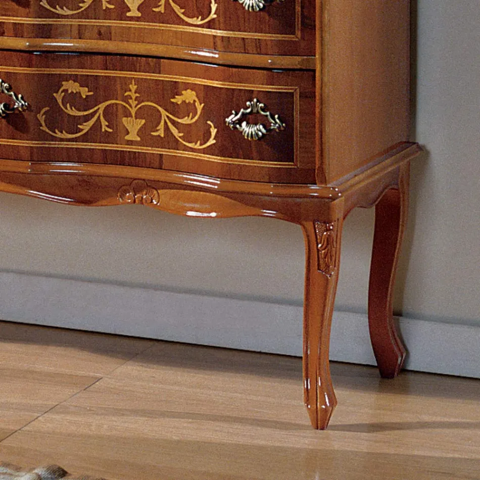 Komodinë e stilit klasik prej druri me 6 sirtarë Prodhuar në Itali - Elegante Viadurini