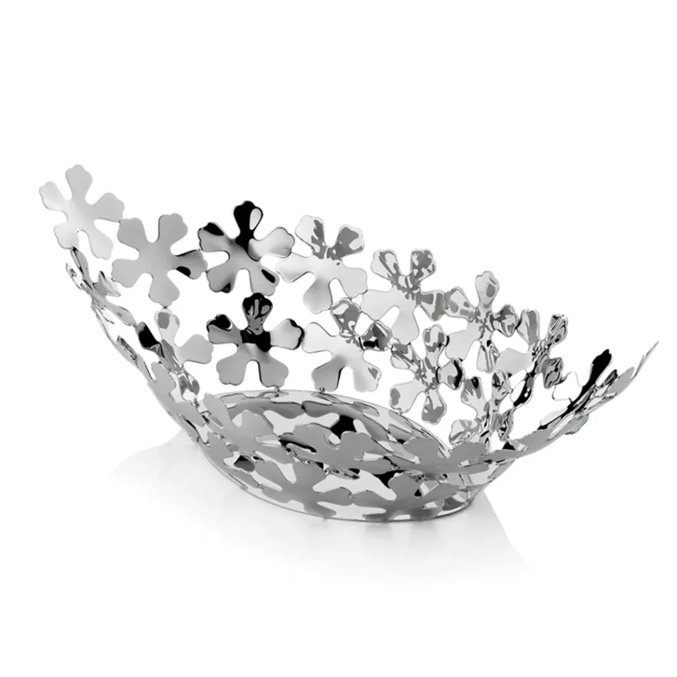 Qendër Dizajni Metal Argjend me Dekorime Lule Luksoze - Megghy Viadurini