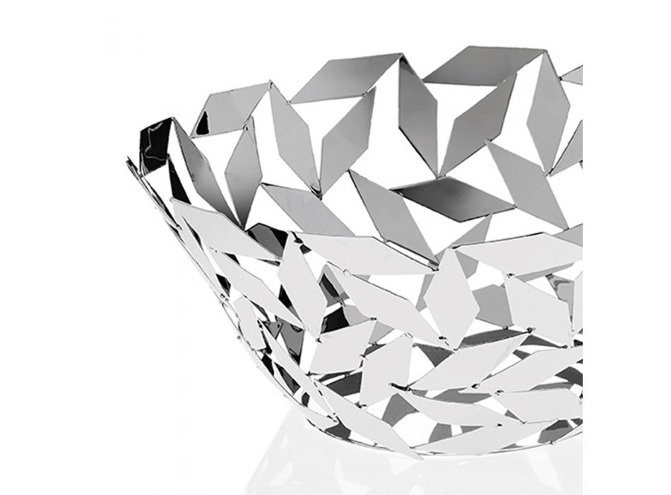 Pjesë qendrore elegante në dekorime gjeometrike luksoze prej metali argjendi - Torresi Viadurini