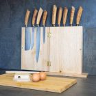 Bllok magnetik në dru me 9 thika kuzhine prodhuar në Itali - Bllok Viadurini