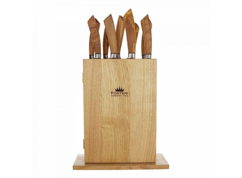 Bllok magnetik në dru me 9 thika kuzhine prodhuar në Itali - Bllok