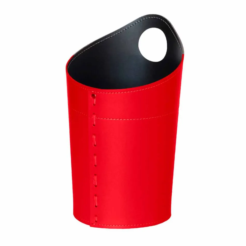 Shporta e mbeturinave të ricikluara të letrës në lëkurën e punuar me dorë Ambrogio Viadurini