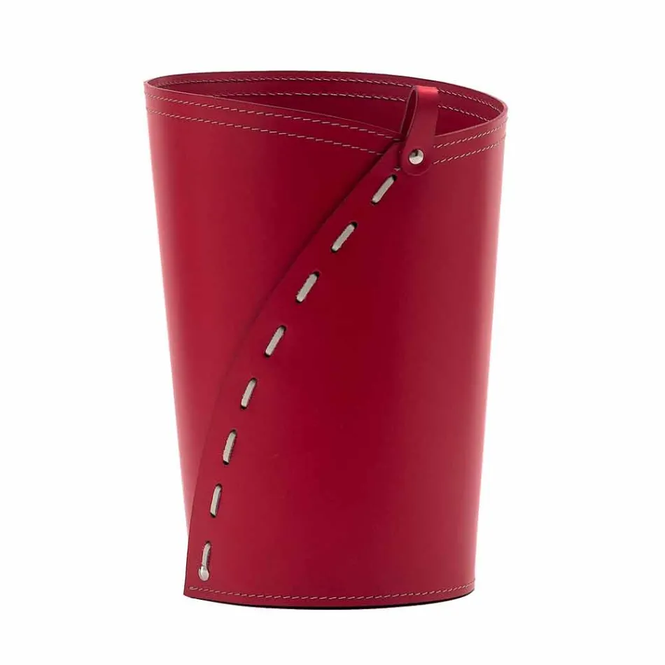 Shporta letre të mbeturinave prej lëkure për zyrën Servus, punuar me dorë në Itali Viadurini