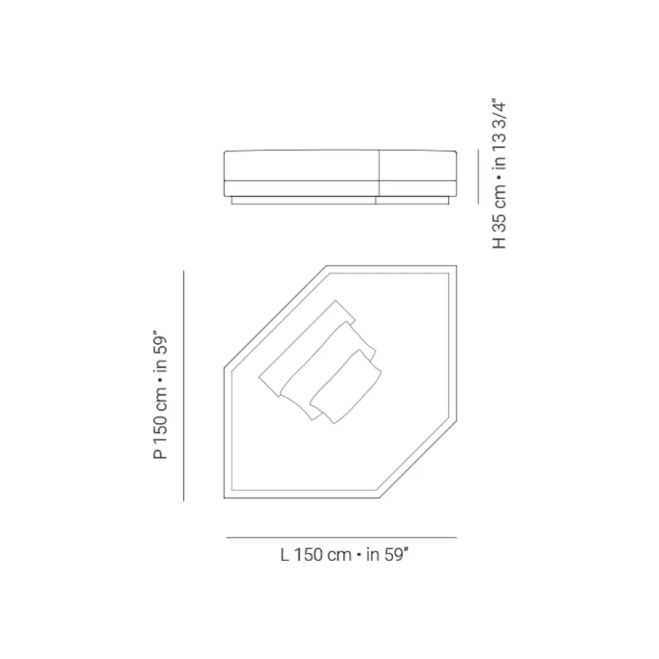 Shez Longu Corner Garden në Pëlhurë Prodhuar në Itali - Rubik Viadurini