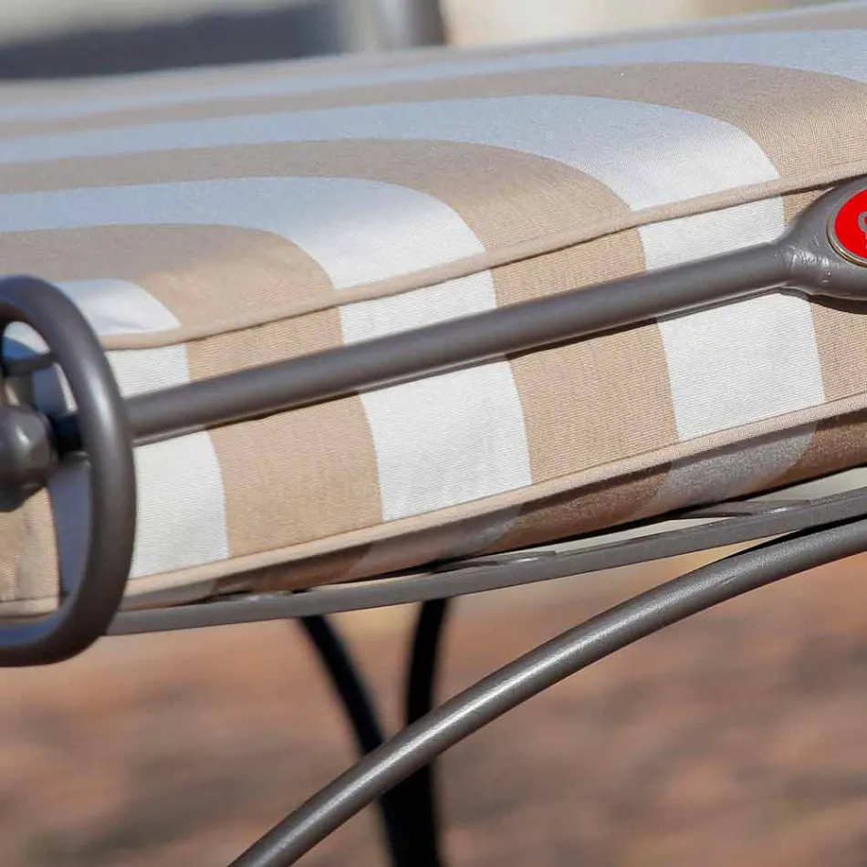 Shezllong në natyrë në hekur dhe pëlhurë të punuar me dorë prodhuar në Itali - Relax Viadurini