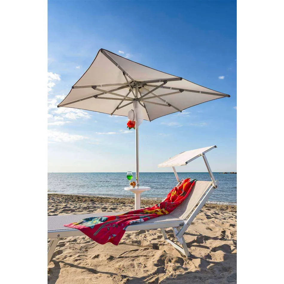 Long Garden Chaise Longue me Parasol dhe Mbështetëse të Mbërthendur - Arnold Viadurini