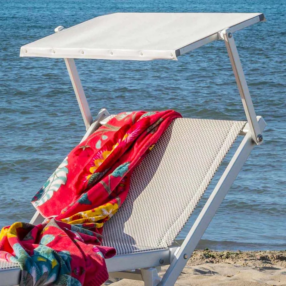 Long Garden Chaise Longue me Parasol dhe Mbështetëse të Mbërthendur - Arnold Viadurini