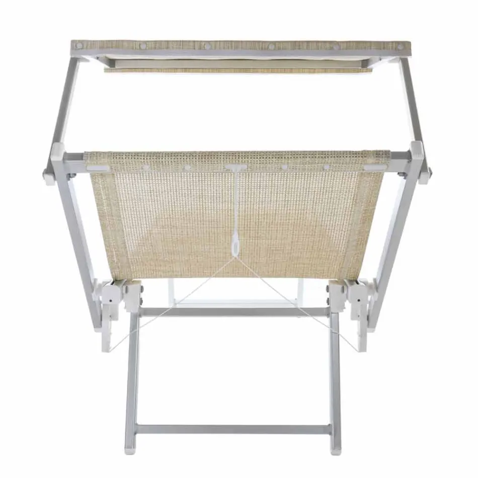 Long Garden Chaise Longue me Parasol dhe Mbështetëse të Mbërthendur - Arnold Viadurini