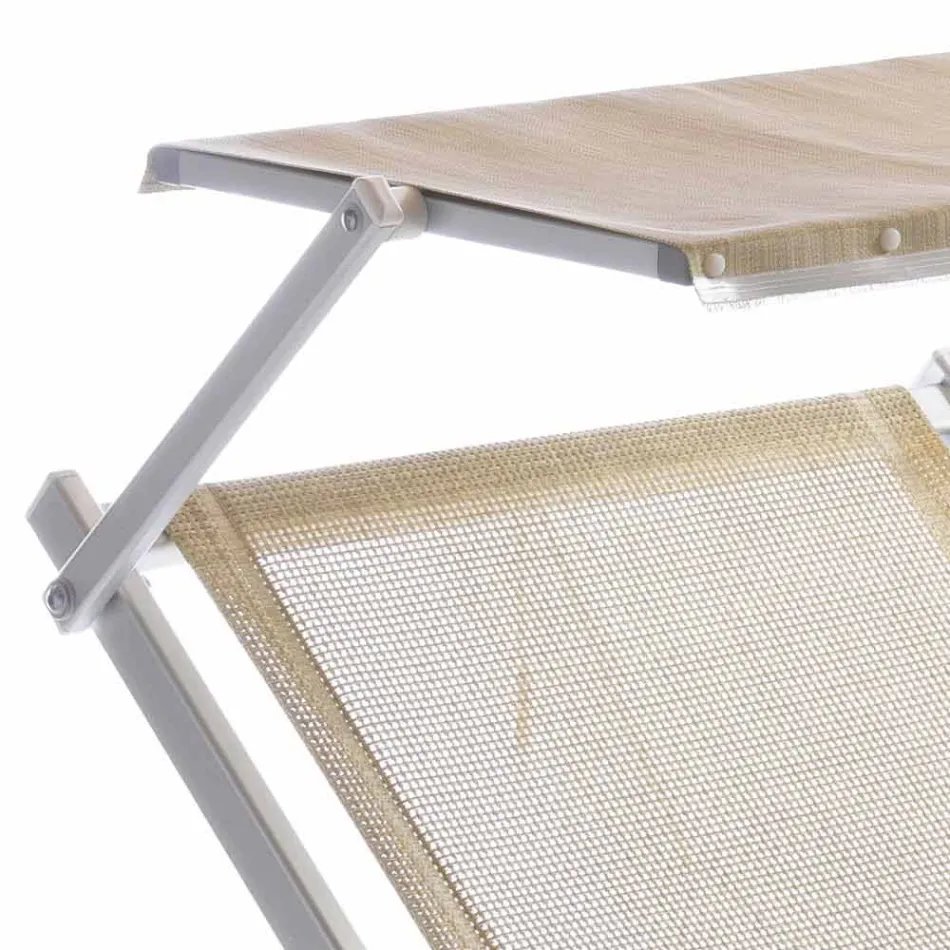 Long Garden Chaise Longue me Parasol dhe Mbështetëse të Mbërthendur - Arnold Viadurini
