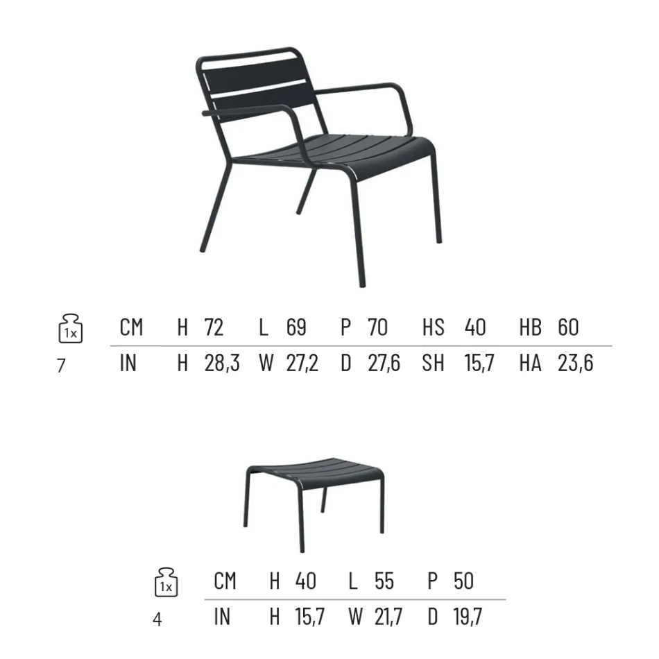 Shezllon në natyrë me mbështetëse këmbësh metalike Prodhuar në Itali - Amina Viadurini