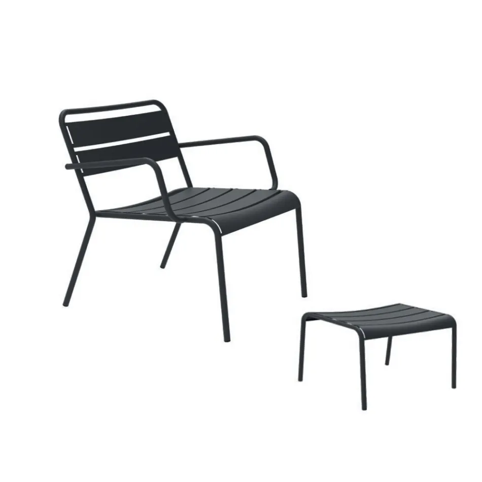 Shezllon në natyrë me mbështetëse këmbësh metalike Prodhuar në Itali - Amina Viadurini