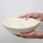 Thasë me Porcelan të Bardhë dhe Dizajn Luksoz Italian Leaf Gold - Cicatroro Viadurini