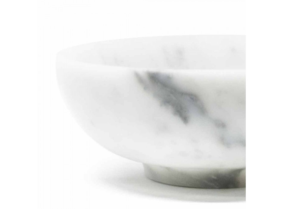 Bowl i rrumbullakët në mermer satirë të bardhë Carrara të bërë në Itali - Delly Viadurini