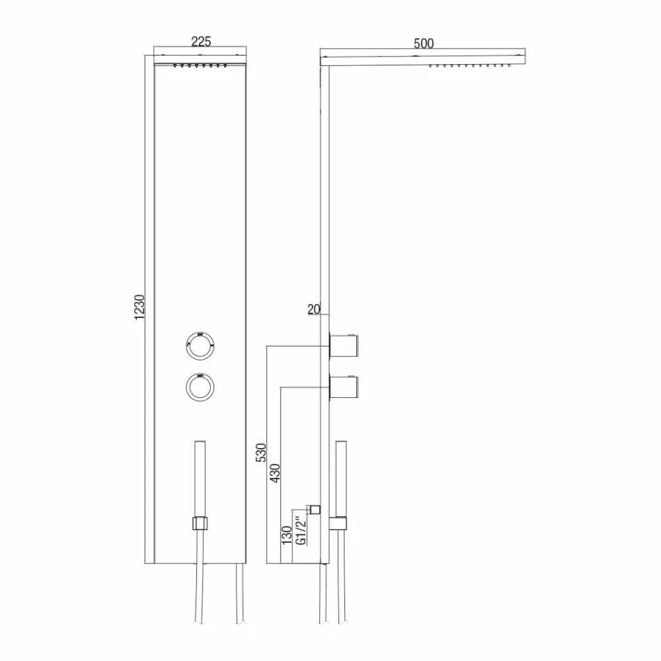 Kolona termostatike e dushit në mur në çelik të pandryshkshëm të prodhuar në Itali - Pampo Viadurini