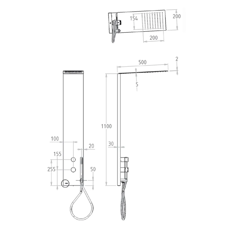 Kolona dushi çeliku me kokë dushi shiu Made in Italy - Sailor Viadurini