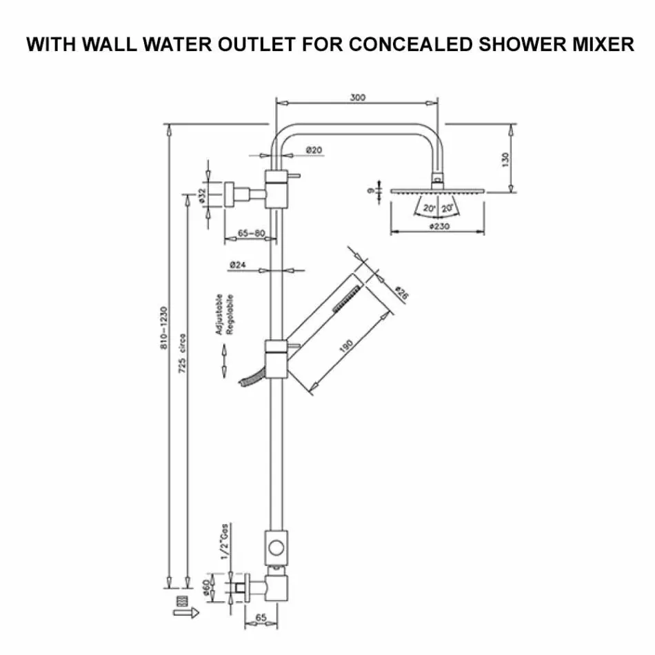 Kolonë dushi prej bronzi me dush Abs dhe Kreu dushi i bërë në Itali - Kapuç Viadurini
