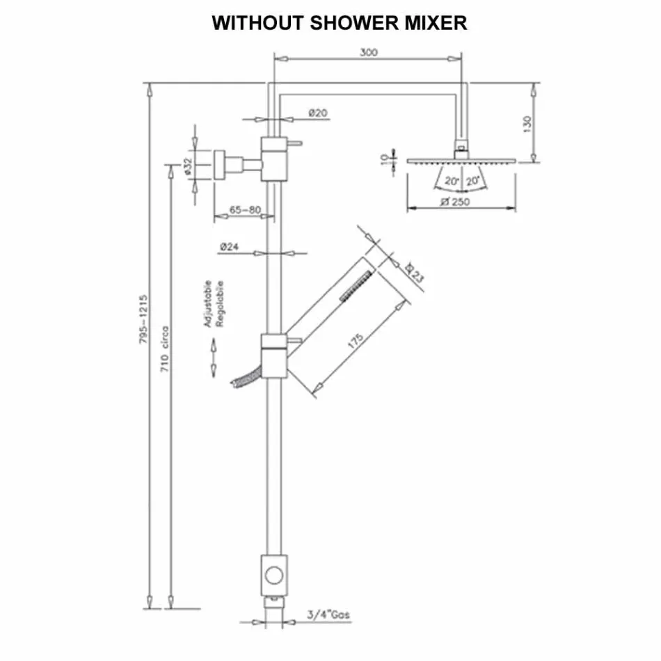 Kolonë dushi prej bronzi me kokë çeliku dushi çeliku prodhuar në Itali - Lipari Viadurini