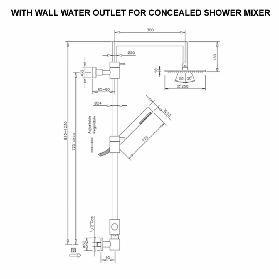 Kolonë dushi prej bronzi me kokë çeliku dushi çeliku prodhuar në Itali - Lipari Viadurini
