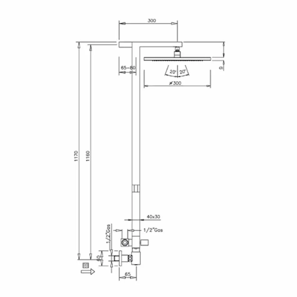 Kolonë dushi në bronz të kromuar me kokë çeliku dushi Prodhuar në Itali - Marlo Viadurini