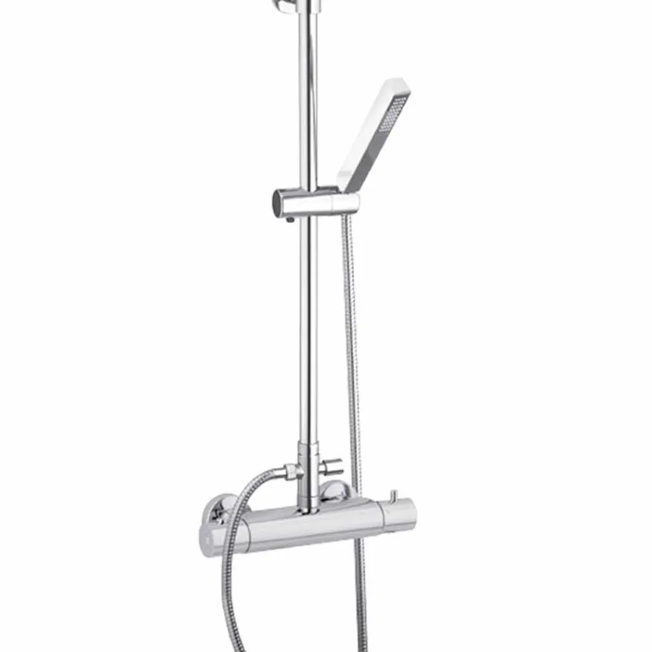 Kolonë dushi në bronz të kromuar me kokë katrore dushi Prodhuar në Itali - Studio Viadurini