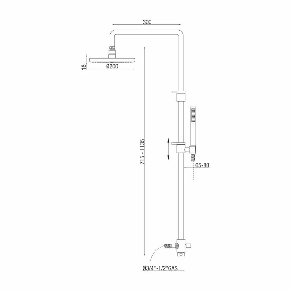 Kolonë dushi prej bronzi teleskopik dhe e rregullueshëm, prodhuar në Itali - Naspo Viadurini