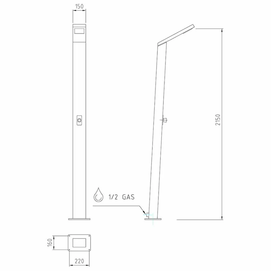 Kolona e dushit diellor në natyrë në çelik inox prodhuar në Itali - Werner Viadurini