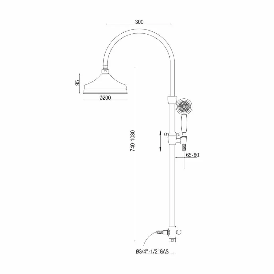 Kolona dushi teleskopike në dizajn klasik prej bronzi prodhuar në Itali - Nesto Viadurini