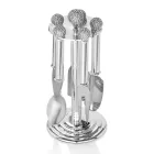 Thika djathi në metal argjendi me kristale 5 copë - Marfio Viadurini