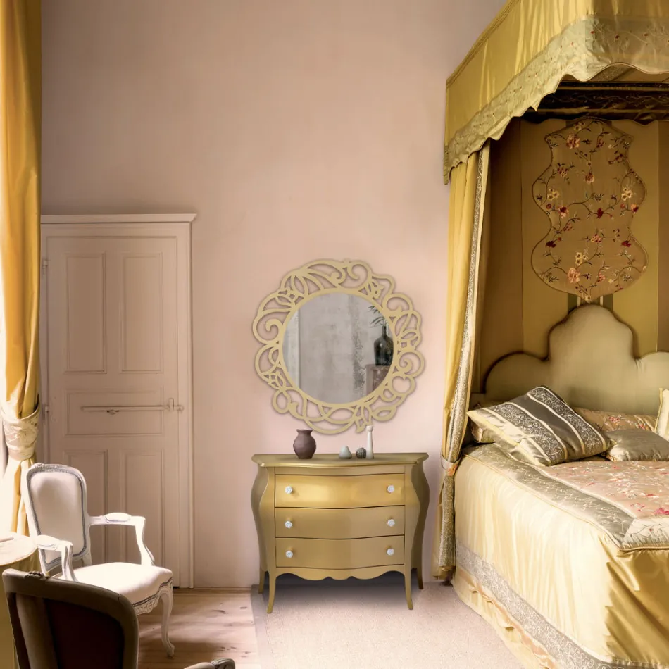 Komotë e rrumbullakosur me 3 sirtarë me dekorime të ndryshme Prodhuar në Itali - Gamad Viadurini