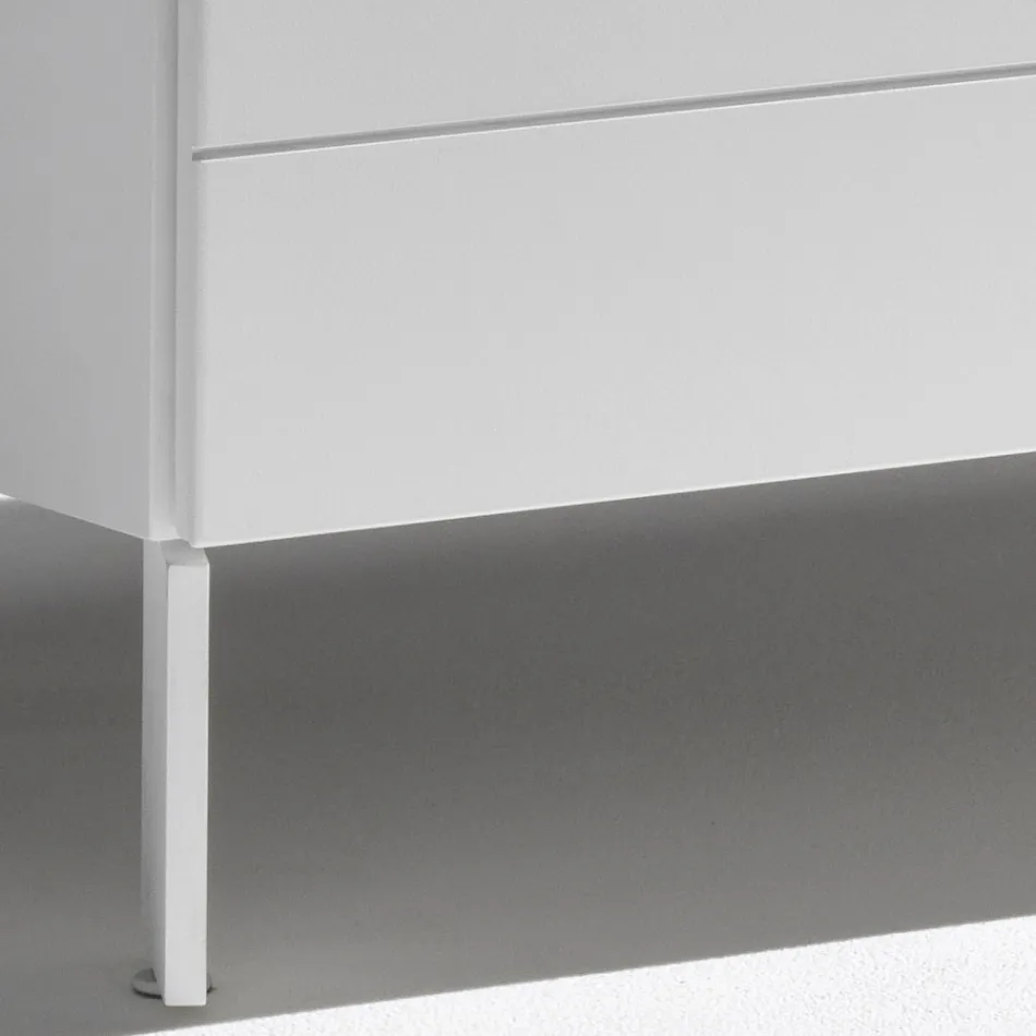 Komodinë me 3 sirtarë në dërrasë druri të lyer - Gemelli Viadurini