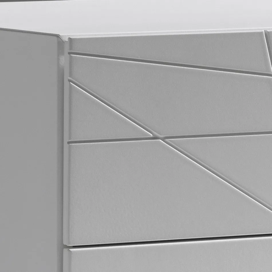 Komodinë me 3 sirtarë në dërrasë druri të lyer - Gemelli Viadurini