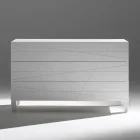 Komodinë me 3 sirtarë në dërrasë druri të lyer - Gemelli Viadurini