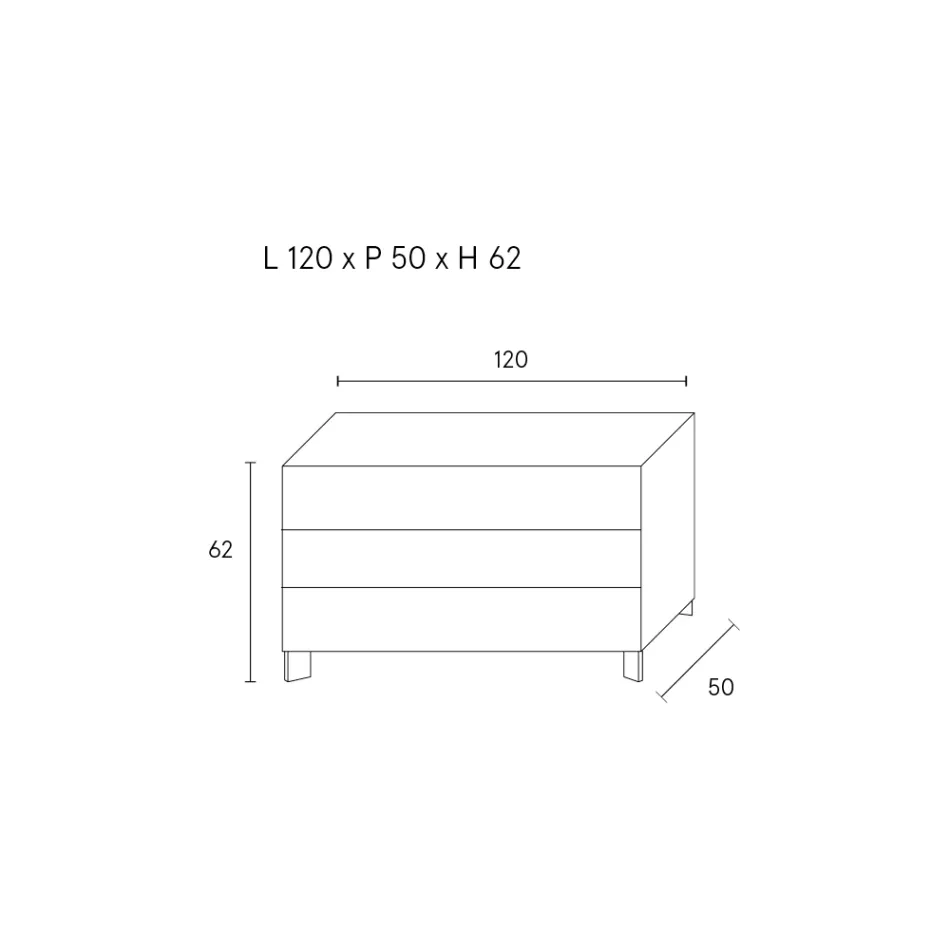 Komodinë me 3 sirtarë në dërrasë druri të lyer - Gemelli Viadurini