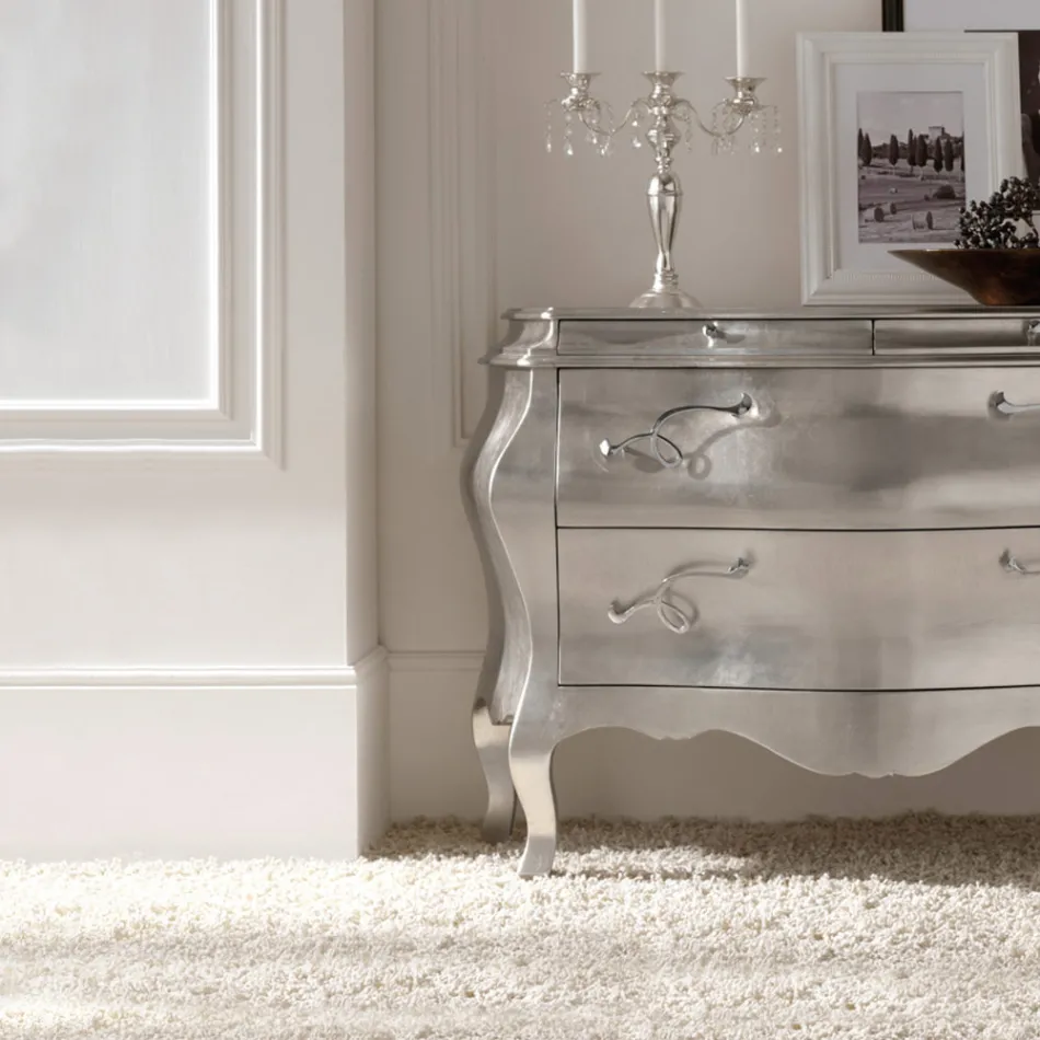 Komo në dru të ngurtë me mbarim me gjethe argjendi Prodhuar në Itali - Bruges Viadurini