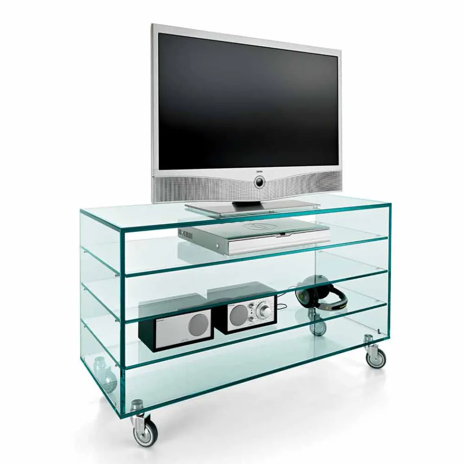 Veshjet me xham ekstra dhe gjashtë sirtarë të bardhë prej druri të bëra në Itali - Ganzo Viadurini