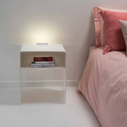 Tavolinë e bardhë pranë shtratit me dritë LED të ndriçuar me prekje Adelia Viadurini