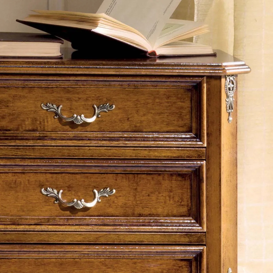 Komodina e dhomës së gjumit në dru arre 3 sirtarë Prodhuar në Itali - Richard Viadurini