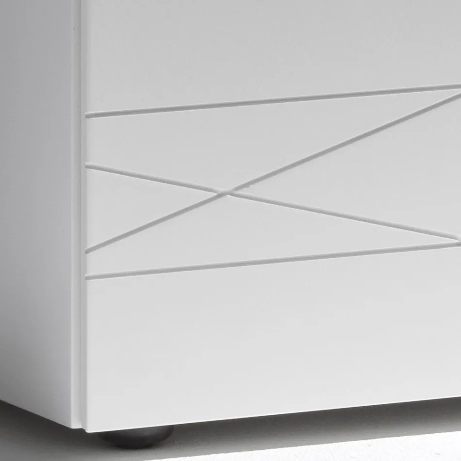 Komodinë me 1 sirtar në dërrasë druri të lyer - Leone Viadurini