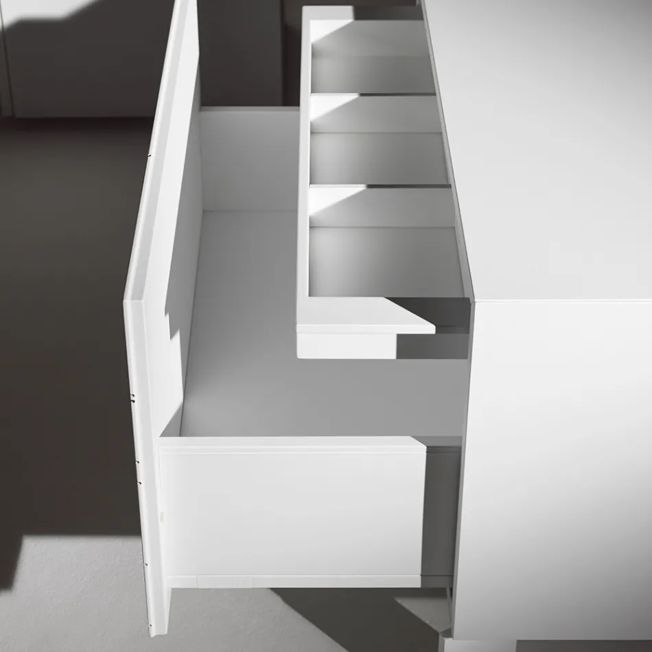 Komodinë me 1 sirtar në dërrasë druri të lyer - Leone Viadurini