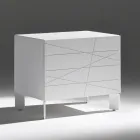 Komodinë me 1 sirtar në dërrasë druri të lyer - Leone Viadurini