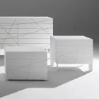 Komodinë me 1 sirtar në dërrasë druri të lyer - Leone Viadurini