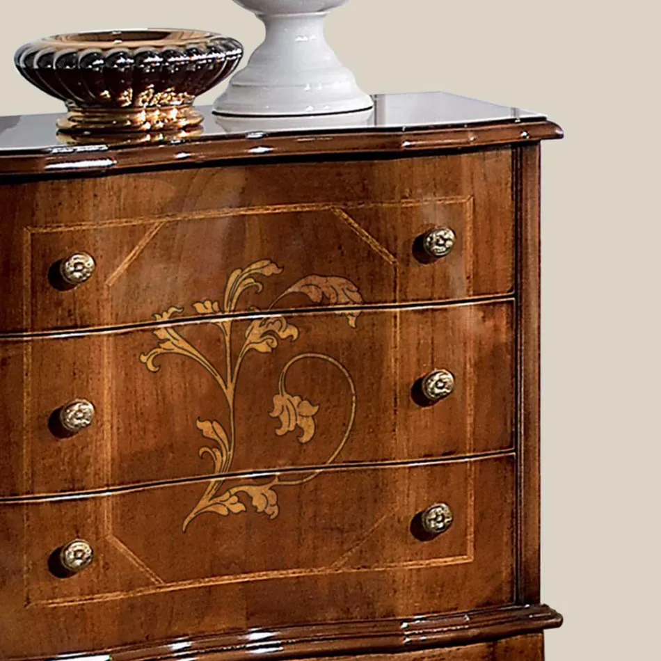 Komodina me 3 sirtarë në dru arre Bassano Prodhuar në Itali - Luksoze Viadurini