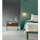 Tavolinë e shtratit të dizajnit modern në xhami ekstra të pastër Made in Italy - Secret Viadurini