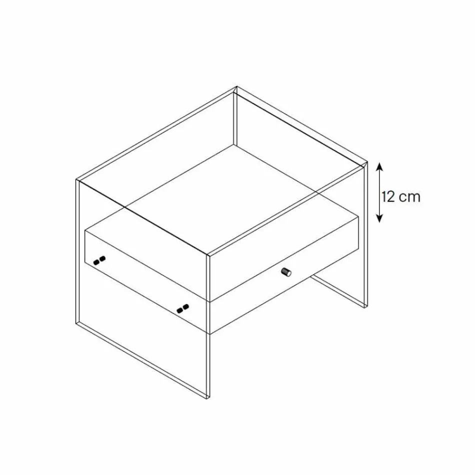 Tavolinë e shtratit të dizajnit modern në xhami ekstra të pastër Made in Italy - Secret Viadurini