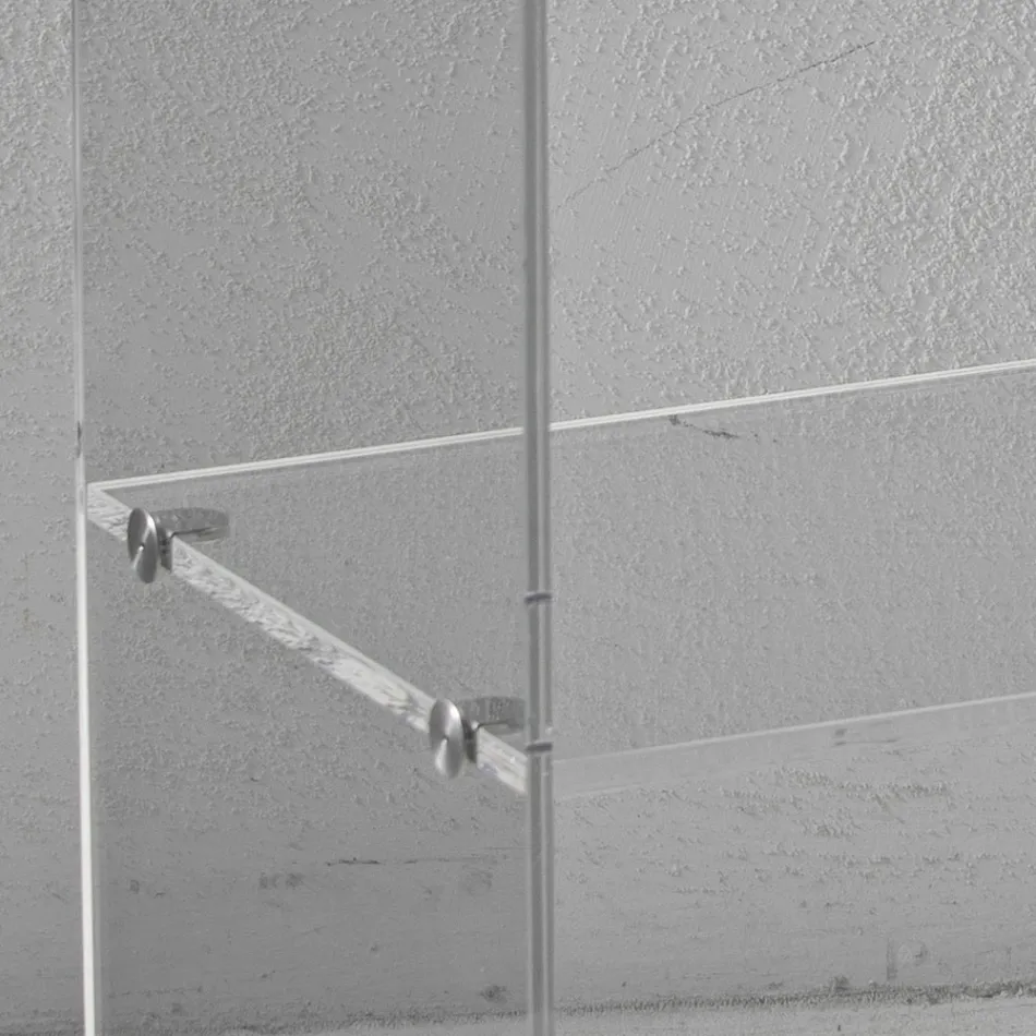 Komodinë akrilike transparente kristali me raft dizajni - Minervo Viadurini