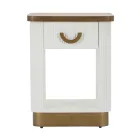 Komodina prej druri e zbukuruar me linja reliev me sirtar dhe raft - Rachel Viadurini