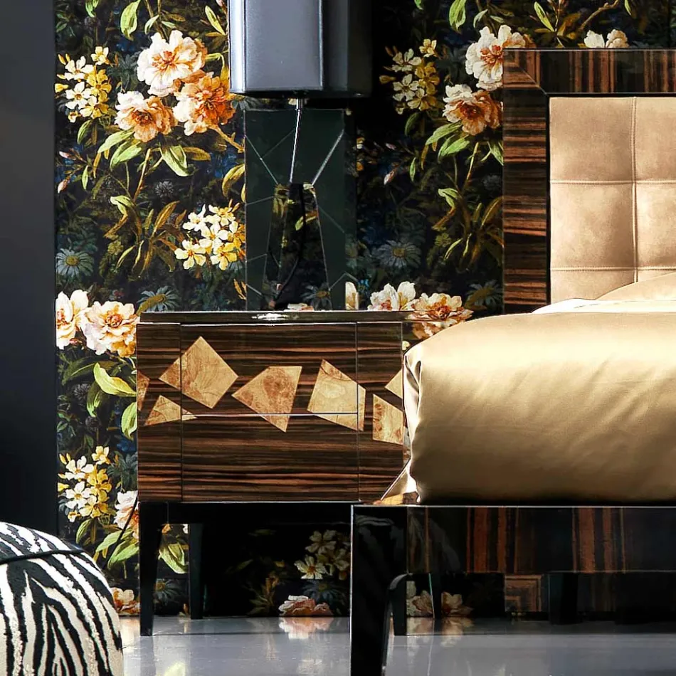 Tavolinë për shtratin në dru arre dhe me gjemba Grilli Zarafa bërë në Itali Viadurini