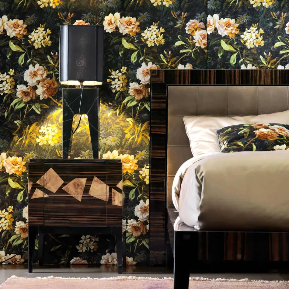 Tavolinë për shtratin në dru arre dhe me gjemba Grilli Zarafa bërë në Itali Viadurini