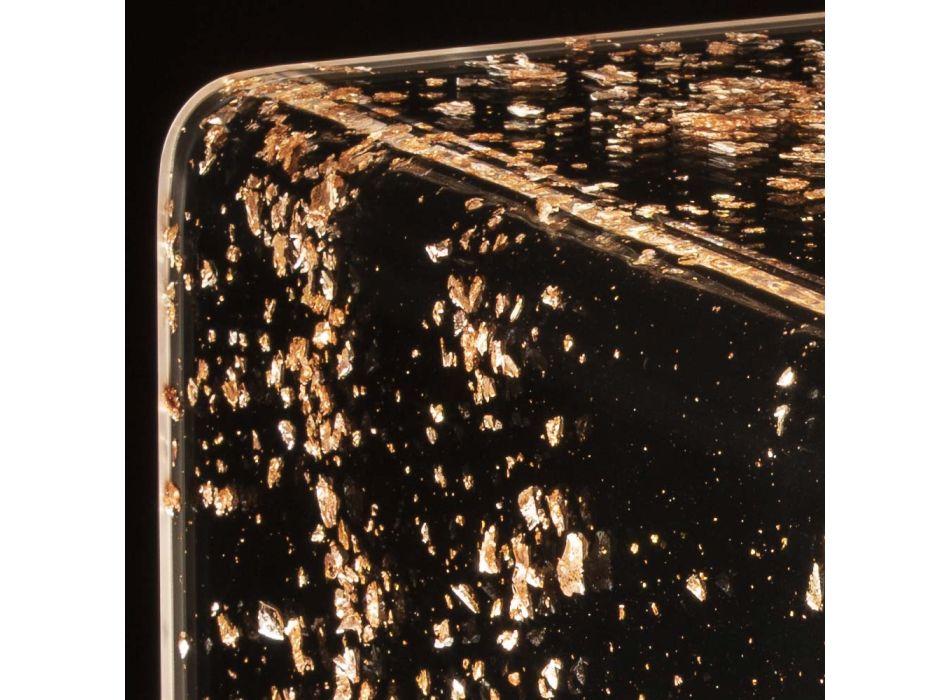 Komodina e ndritur në kristal akrilik dhe fletë ari, argjendi ose bakri - Gnassi Viadurini